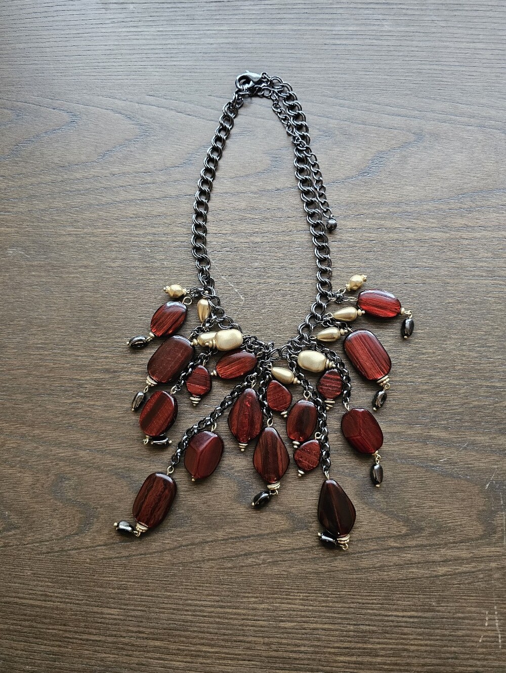 Chico's Garnet Red Beaded Necklace